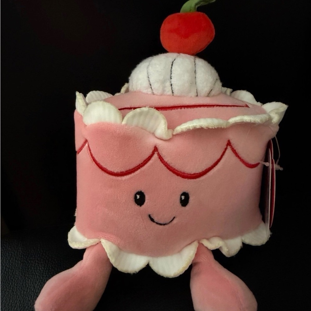 Plush Pink Cake Toy with Cherry Topper - Gigglescape